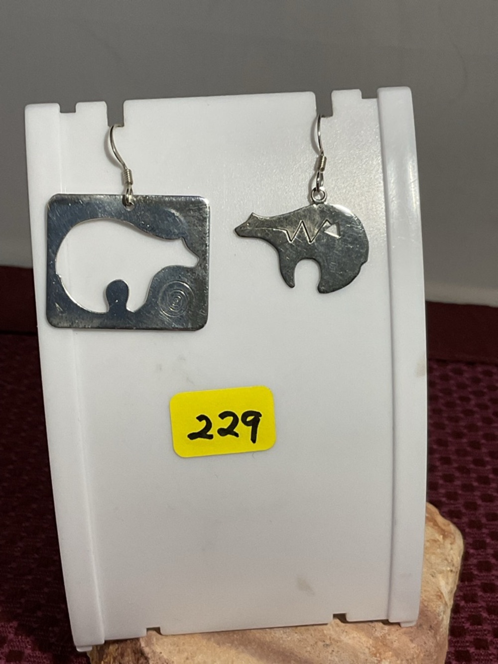 Silver Bear Cutout Earrings - Asymmetrical Native-Inspired Pair Sterling Silver
